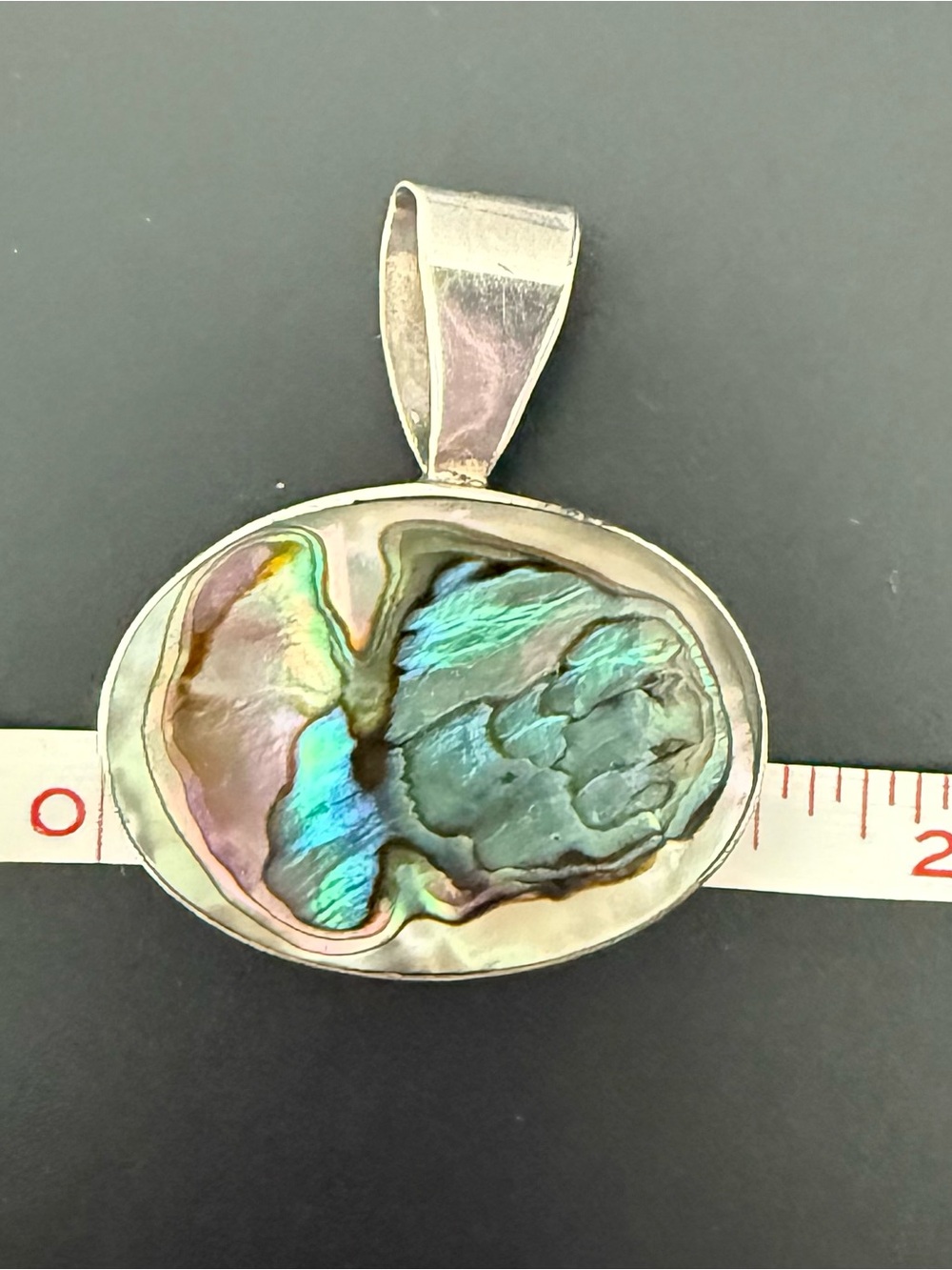 Iridescent Abalone Shell Pendant Necklace - Blue-Green Purple Tones